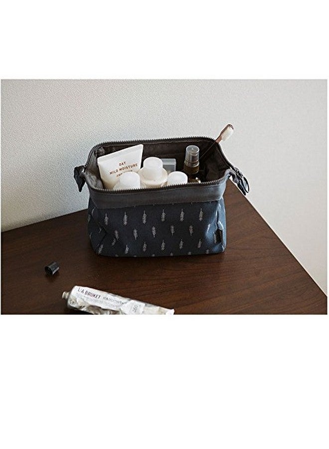 KARTUNBOX Cosmetic Bag, Navy Blue with White Pattern, Cosmetic Toiletry Makeup Vanity Shaving Household Grooming Travel Storage Organizer Bags. - Image 2