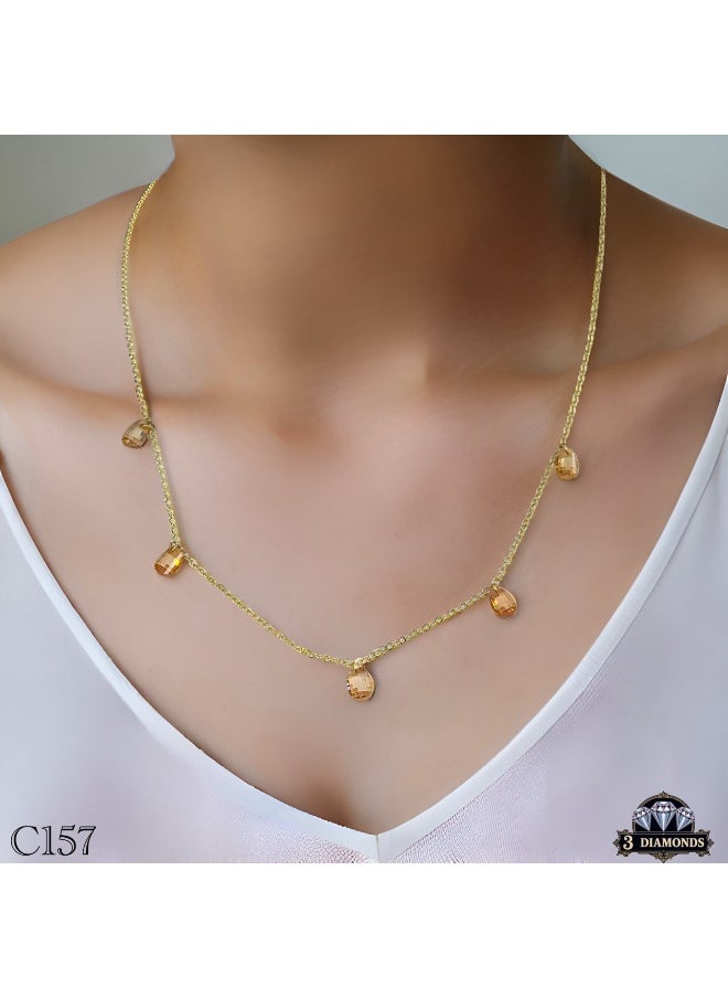 3Diamonds 3Diamonds Women’s Gold-Plated Necklace With Dangling Crystal Stones – Elegant Everyday Chain  - Image 1