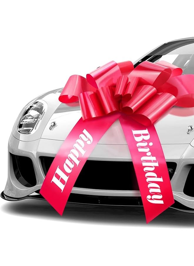 The Bros Big Car Bow, Happy Birthday Car Bow, Big Red Bow Gift, Giant Bow for Car, Huge Car Bow, Gift Wrapping, Big Gift Bow for Car Decor, Red, 30 inch  - Image 1