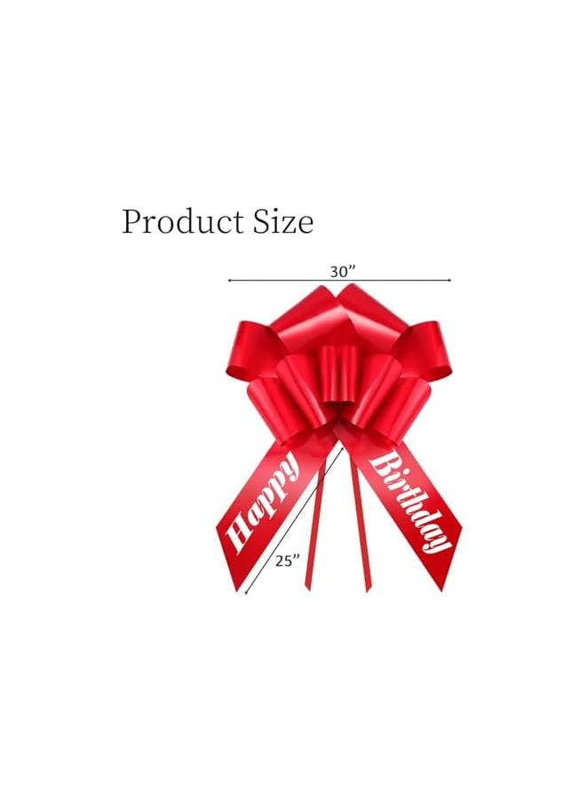 The Bros Big Car Bow, Happy Birthday Car Bow, Big Red Bow Gift, Giant Bow for Car, Huge Car Bow, Gift Wrapping, Big Gift Bow for Car Decor, Red, 30 inch  - Image 2