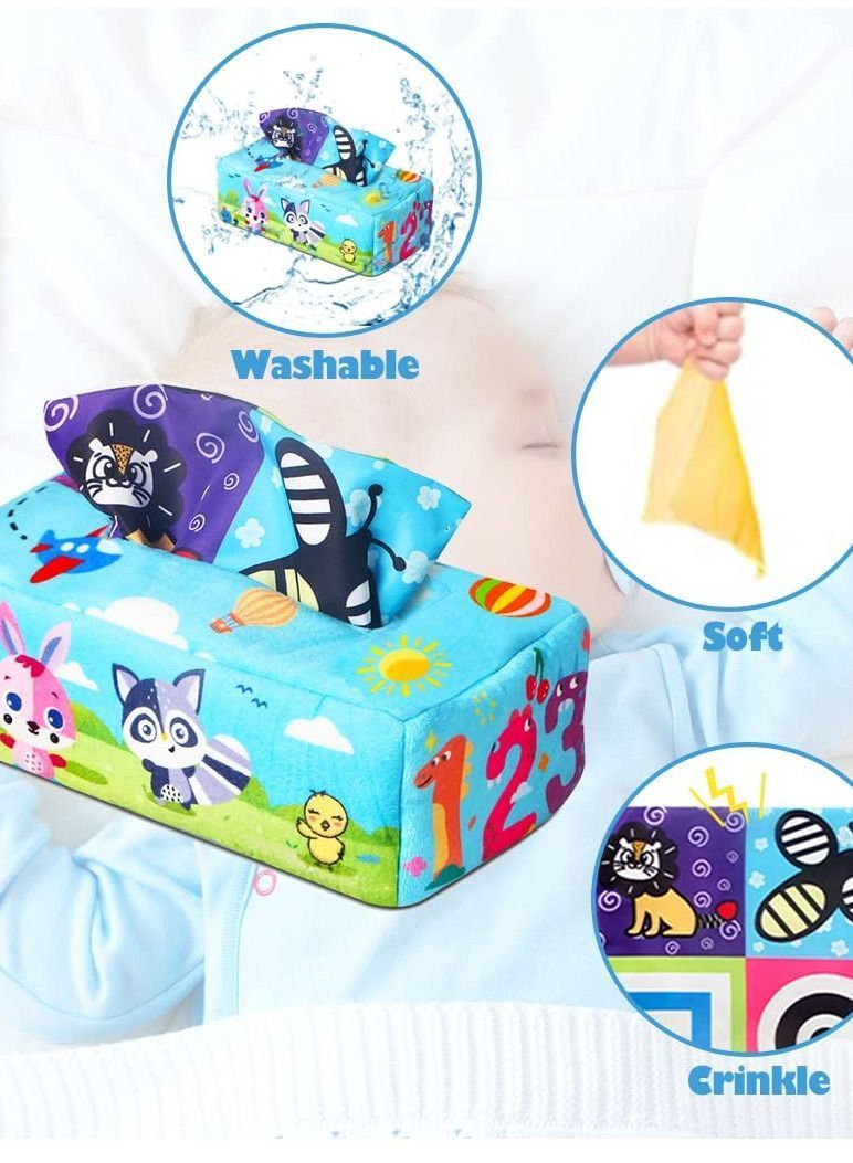 NIBEMINENT Soft Paper Box Toys, Montessori Intellectual Sensory Soothing Toys Ringing Hands-on Creative for 6-12 Months Girls Boys Baby (Fox)  - Image 2