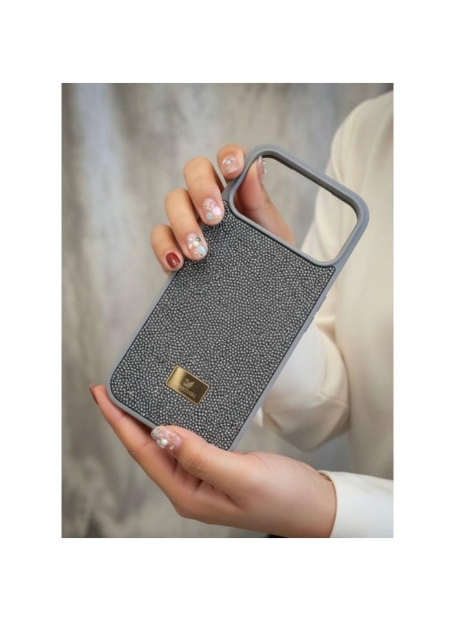 SWAROVSKI iPhone 17 Pro Max Grey Swarovski Crystal Fabric Case