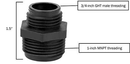 Little Giant GH-1, 1-Inch MNPT x 3/4-inch Male GHT Garden Hose Reducer/Adapter for Utility, Pond or Hydroponic Pumps with 1-inch FNPT discharge, Black, 599030 - Image 4