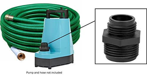 Little Giant GH-1, 1-Inch MNPT x 3/4-inch Male GHT Garden Hose Reducer/Adapter for Utility, Pond or Hydroponic Pumps with 1-inch FNPT discharge, Black, 599030 - Image 2