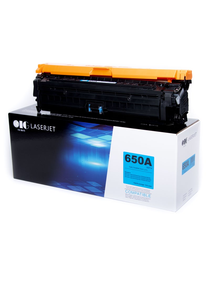 IG Compatible Cyan Toner Cartridge – 650A / CE271A – For HP Color LaserJet Enterprise CP5520 / CP5525 – Up to 15,000 Pages - Image 2