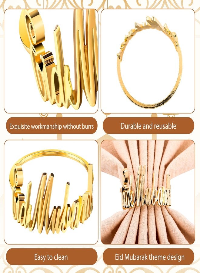 FillTouch 12 Set Ramadan Napkin Rings Eid Mubarak Kareem Letter Metal Napkin Holder Muslim Alphabet Buckles Table Decor for Islamic Party(Gold,Eid Mubarak) - Image 3