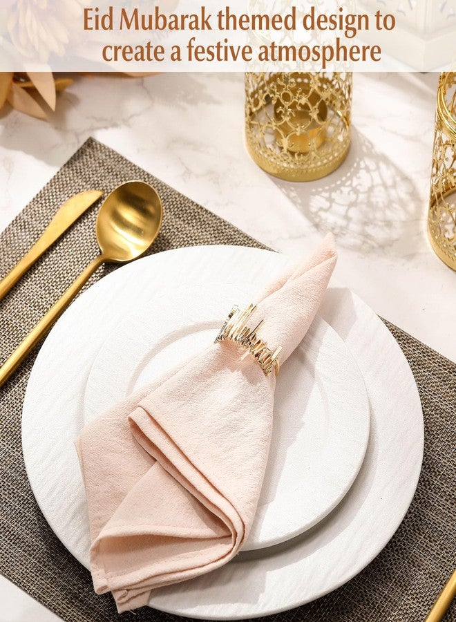 FillTouch 12 Set Ramadan Napkin Rings Eid Mubarak Kareem Letter Metal Napkin Holder Muslim Alphabet Buckles Table Decor for Islamic Party(Gold,Eid Mubarak) - Image 4
