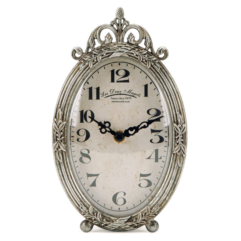 NIKKY HOME NIKKY HOME Vintage Table Clock Silent NonTicking Battery Operated Desk Shelf Mantel Small Metal Clock for Living Room Decor  Retro Silver 