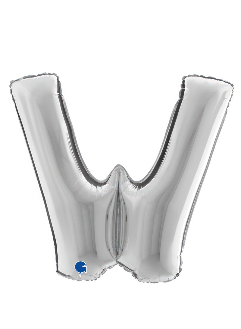 GRABO 40" Foil Balloon Letter W Silver - Image 1