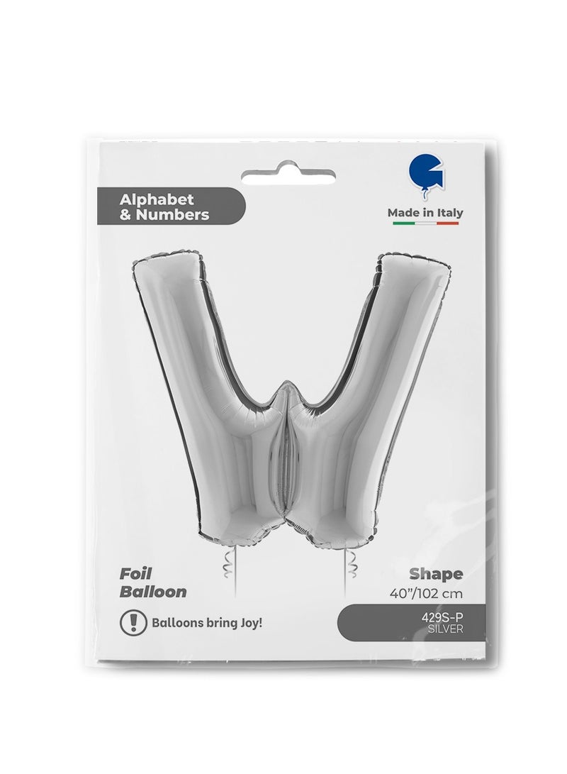 GRABO 40" Foil Balloon Letter W Silver - Image 2