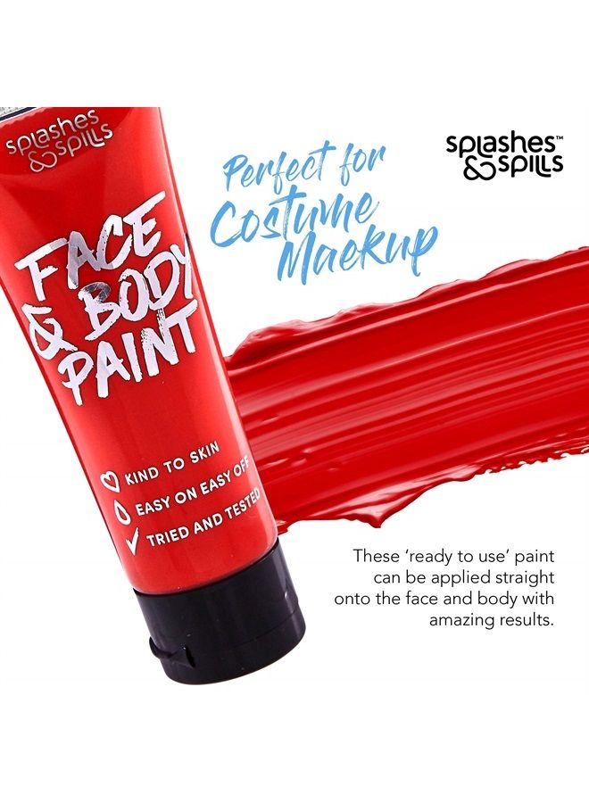 Splashes & Spills Face and Body Paint Cream, 30ml - Pretend Costume and Dress Up Makeup by Splashes & Spills (Red) - Image 2