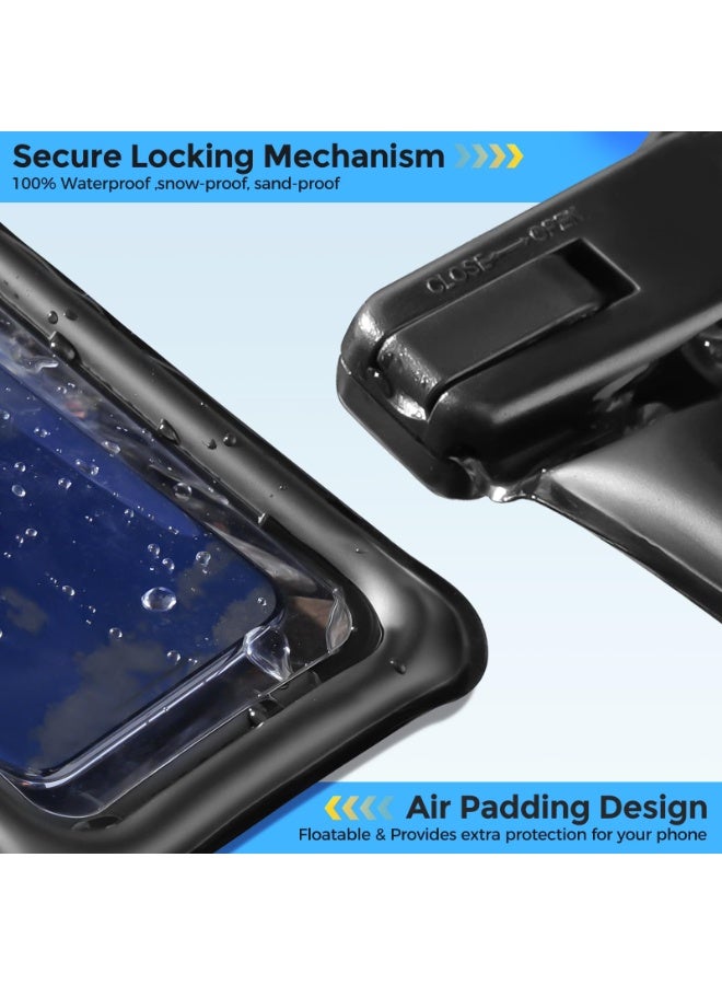 2 Pack Floating Airbag Waterproof Phone Bag Up To 7.3 Inches, Ipx8 Underwater Phone Case Dry Bag Suitable For Most Phones, Size 21.5cm * 11cm,Black - Image 5