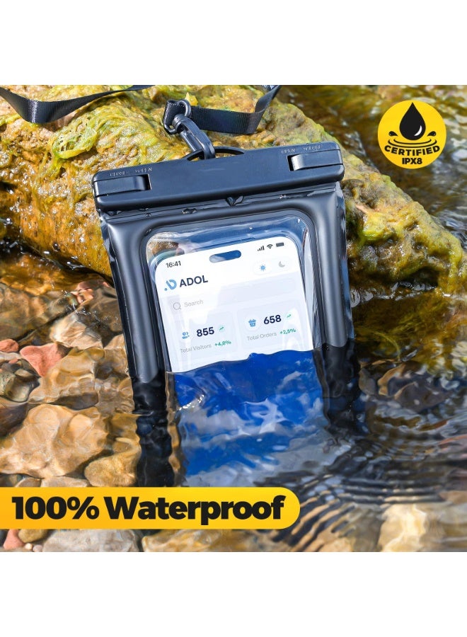 2 Pack Floating Airbag Waterproof Phone Bag Up To 7.3 Inches, Ipx8 Underwater Phone Case Dry Bag Suitable For Most Phones, Size 21.5cm * 11cm,Black - Image 3