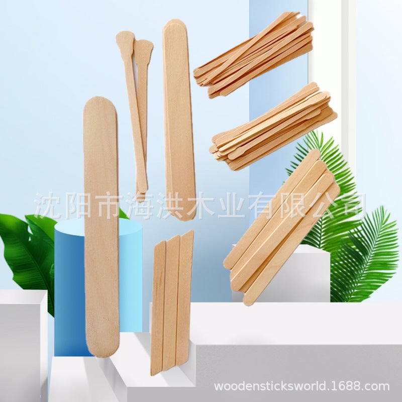 Supply Disposable Wooden Beeswax Wooden Stick Eyebrow Hair Removal Wax Paper Wax Coated Wooden Stick Wax Stick Eyebrow Sign Nose Hair Sign - Image 1