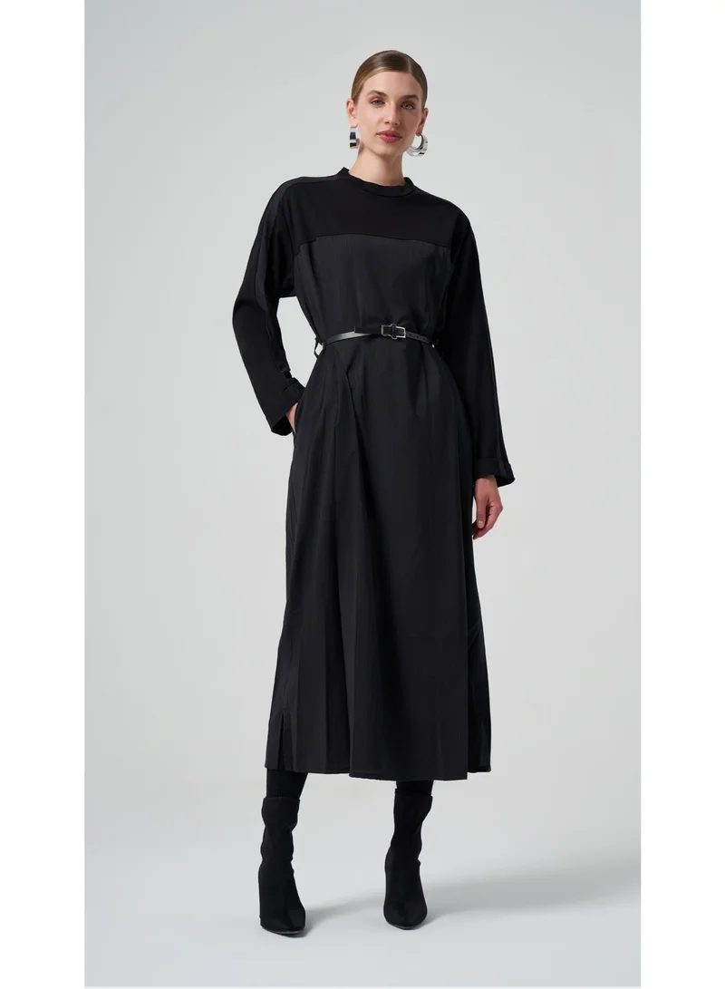 MissWhence  TEXTURED-PANEL A-LINE MAXI DRESS for Women | Best Price UAE
