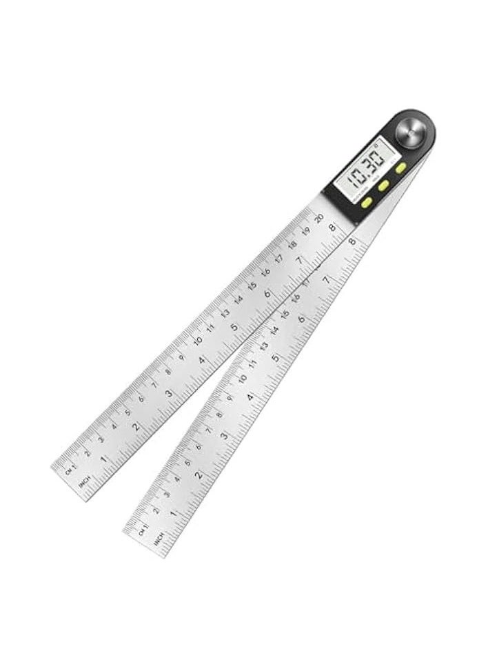 PROMASS Digital Angle Finder Ruler Protractor, 8inch/200mm Length, LCD Display, Stainless Steel Woodworking Angle Detector, Hold/Rev, Mm/Inch for Construction  - Image 1