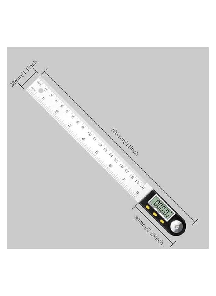 PROMASS Digital Angle Finder Ruler Protractor, 8inch/200mm Length, LCD Display, Stainless Steel Woodworking Angle Detector, Hold/Rev, Mm/Inch for Construction  - Image 2