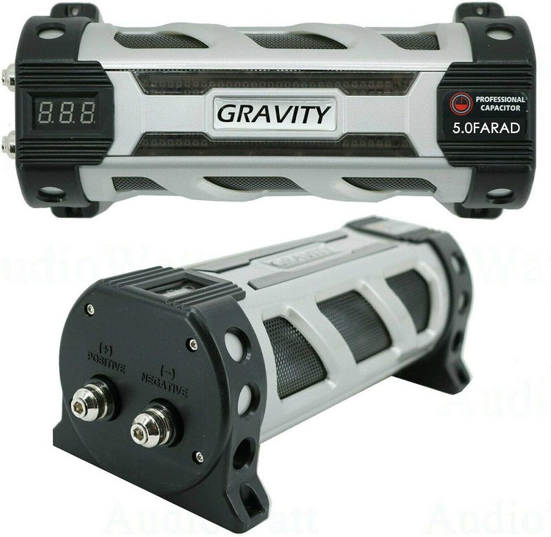 Gravity GR5.0 5 Farad Capacitor Audio UP to 6000 Watts Power 12V Car Digital Power with Digital Blue Voltage Display Chrome Plated Battery Post Lightning LED - Image 4