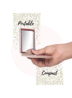 Scarlet Line Scarlet Line Small Double Sided Foldable Purse Mirror For Women Rectangle Magnifying Hand Mirror For Makeup Handy Compact Travel Mirror_Rose Gold  - Image 4
