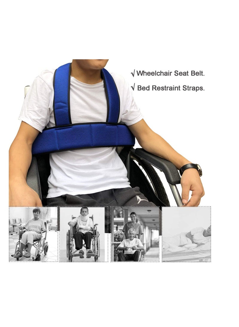 Wheelchair Seat Belt Torso Support Vest for Patient Elderly Disabled Adjustable Full Body Harness Prevent Tilting or Falling Keep User Upright Chest Waist Band with Easy Release Buckles - Image 2