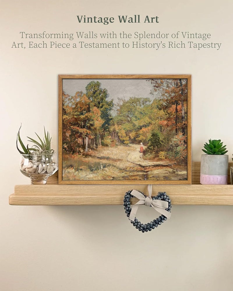 UPWOIGH Vintage Oil Painting Wall Art, Theodore Clement Steele 1910 - On the Road to Belmont, Nature Scenery Kitchen Bathroom Bedroom Decor 8X10in - Image 3