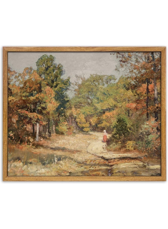 UPWOIGH Vintage Oil Painting Wall Art, Theodore Clement Steele 1910 - On the Road to Belmont, Nature Scenery Kitchen Bathroom Bedroom Decor 8X10in - Image 1