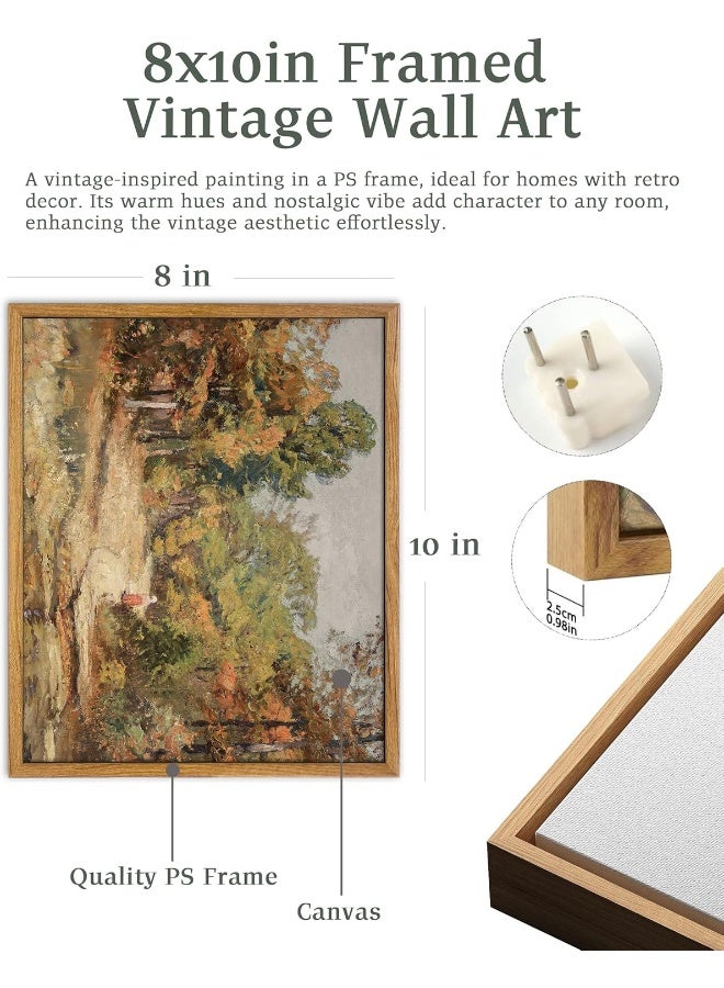UPWOIGH Vintage Oil Painting Wall Art, Theodore Clement Steele 1910 - On the Road to Belmont, Nature Scenery Kitchen Bathroom Bedroom Decor 8X10in - Image 2