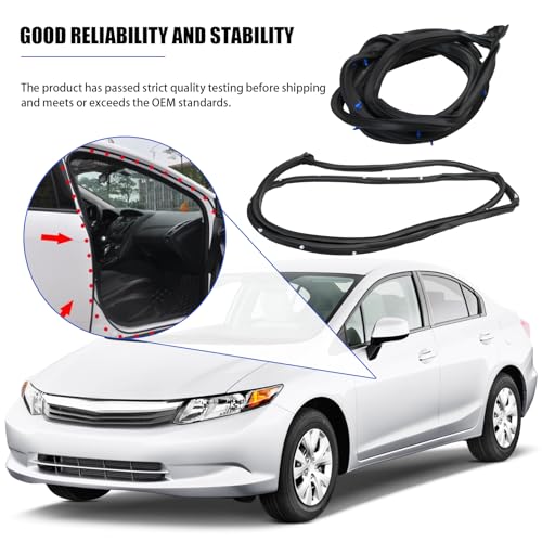Anlseiod Front Door Weatherstrip Moulding Seal Rubber for Civic Sedan 2012 2013 2014 2015 Left and Right Side Door Weatherstrip Front Left Opening Seal Stripping Replaces#‎72350-TR3-A01 - Image 4