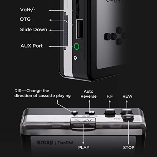 Ezcap Cassette to MP3 Converter, Digital Cassette Player Converts Tape to MP3 into USB Flash Drive, No PC Required No Bluetooth - Image 4