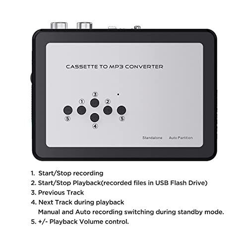 Ezcap Cassette to MP3 Converter, Digital Cassette Player Converts Tape to MP3 into USB Flash Drive, No PC Required No Bluetooth - Image 5