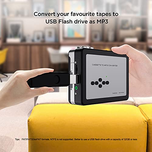 Ezcap Cassette to MP3 Converter, Digital Cassette Player Converts Tape to MP3 into USB Flash Drive, No PC Required No Bluetooth - Image 3