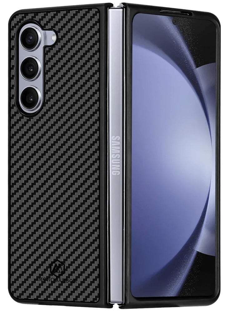 MONOCARBON Real Carbon Fiber for Samsung Galaxy Z Fold 5 Case Cover [MagSafe Compatible] Military Grade - Matte Black