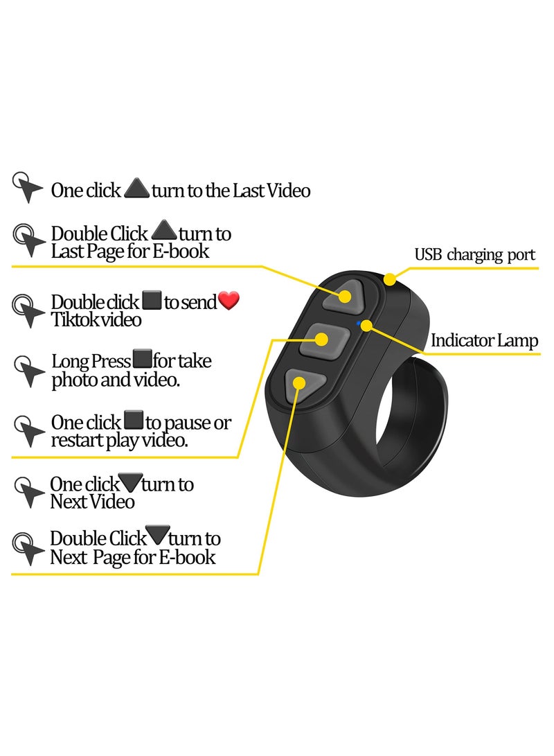 SYOSI Remote Control for TikTok, Kindle App Page Turner, Bluetooth Camera Video Recording, Tik Tok Scrolling Ring for Sending on iPhone, iPad, iOS, Android Camera Remote Shutter Selfie Button, Black. - Image 5