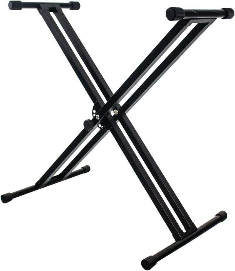 Corslet Double Keyboard Stand - X-Type Universal Double-Braced X-Style Stand with Locking Strap for 61 Keys Piano - Image 1