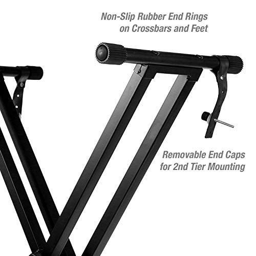 Corslet Double Keyboard Stand - X-Type Universal Double-Braced X-Style Stand with Locking Strap for 61 Keys Piano - Image 3