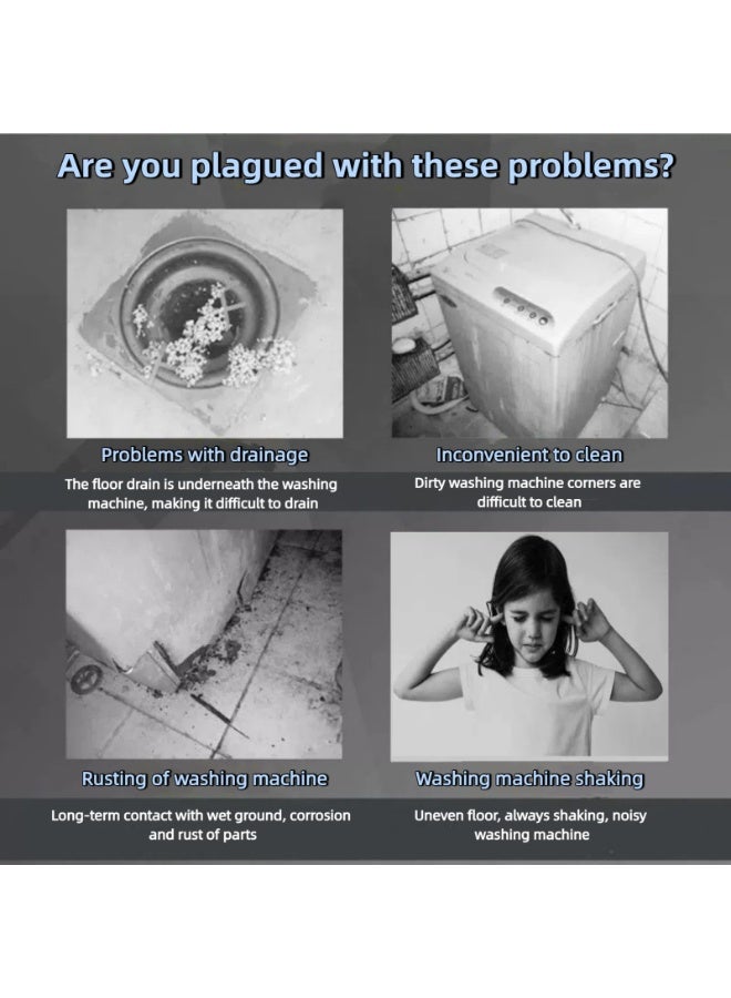 Flushrenic Refrigerator stand, four-wheel mobile washing machine support frame with shock-absorbing pads, soft tape measure and spirit level. Fitted with eight heavy-duty adjustable castors and reinforced base. Suitable for moving washing machines, tumble dryers and refrigerators. - Image 4