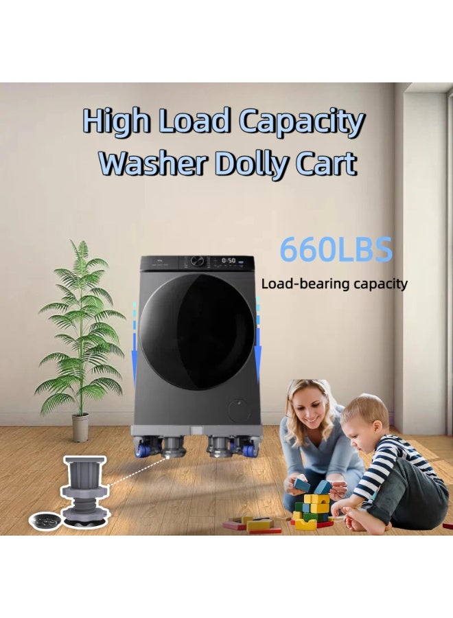 Flushrenic Refrigerator stand, four-wheel mobile washing machine support frame with shock-absorbing pads, soft tape measure and spirit level. Fitted with eight heavy-duty adjustable castors and reinforced base. Suitable for moving washing machines, tumble dryers and refrigerators. - Image 5