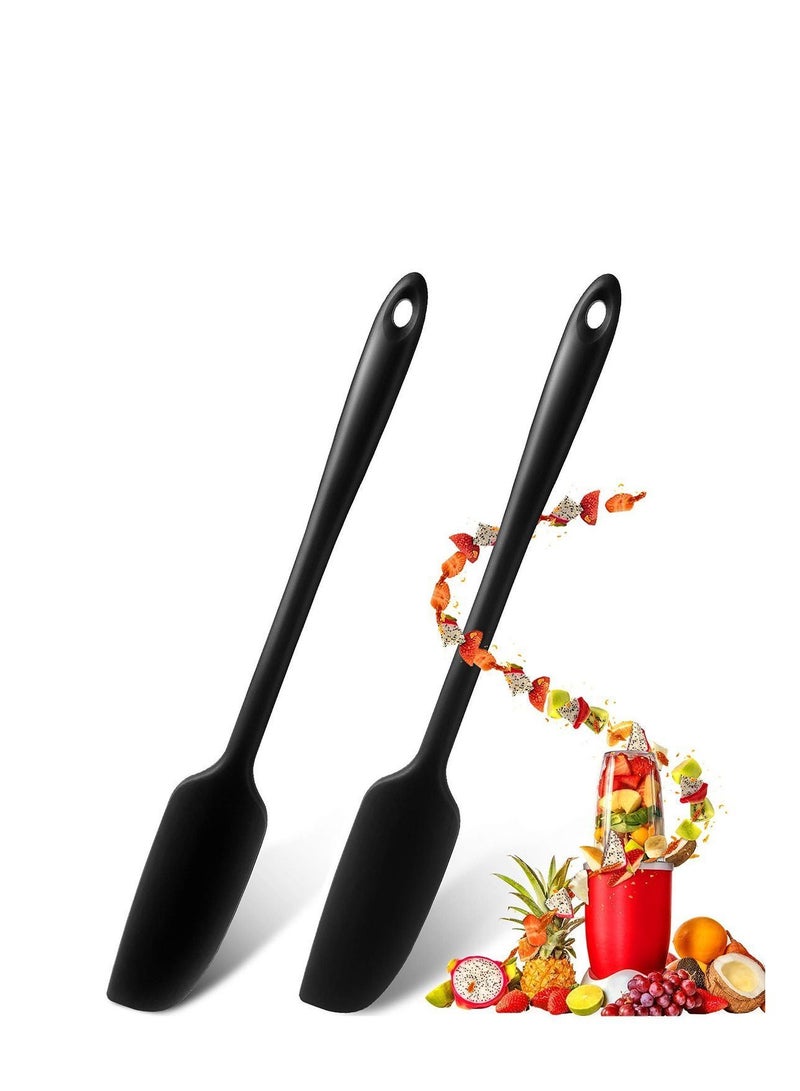 Y&D Silicone Spatula, Long Handle Jar Spatula Non-Stick Rubber Scraper Heat Resistant Jam Cake Cream Blenders Cooking Baking Stirring Mixing Tools (2, Black) - Image 1