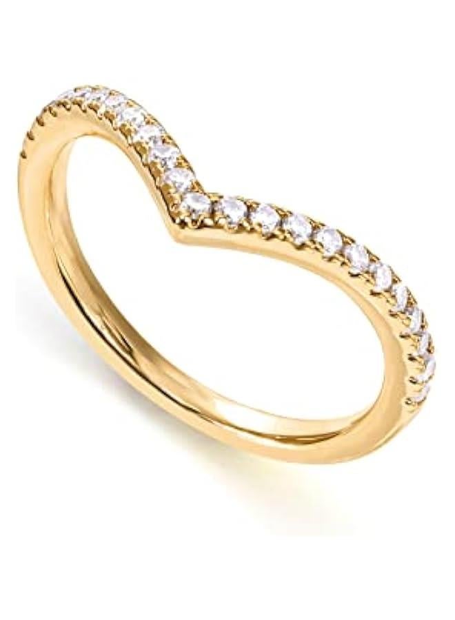 PAVOI 14K Gold Plated Sparkling Wishbone 'V' Ring for Women with Cubic Zirconia - Image 4