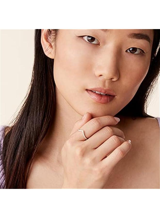 PAVOI 14K Gold Plated Sparkling Wishbone 'V' Ring for Women with Cubic Zirconia - Image 5