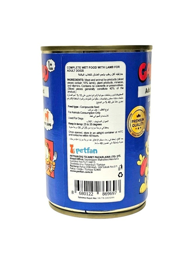 Garfield | Wet Dog Food for Adult Dogs Lamb Flavor 400g × 12 Pcs| Protein Rich Formula for Energy & Vitality | Easy to Digest | Balanced Daily Nutrition | Suitable for All Adult Dog Breeds - Image 3