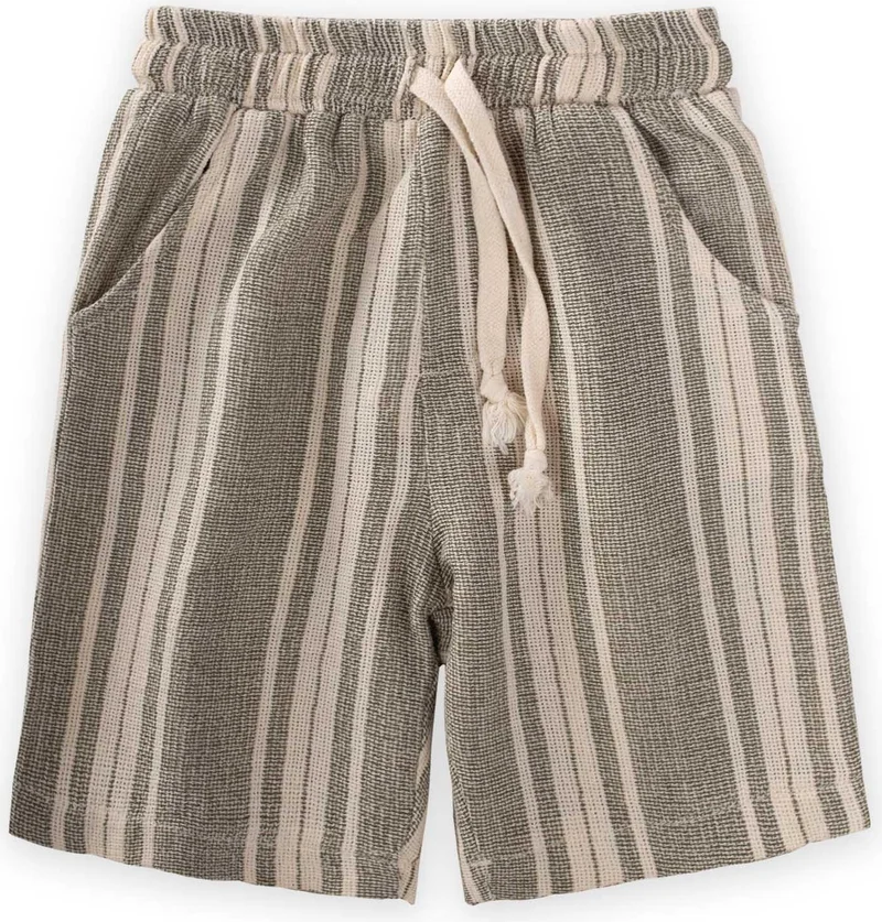 Cigit Cigit Textured Striped Capri 2-10 Years Green Striped