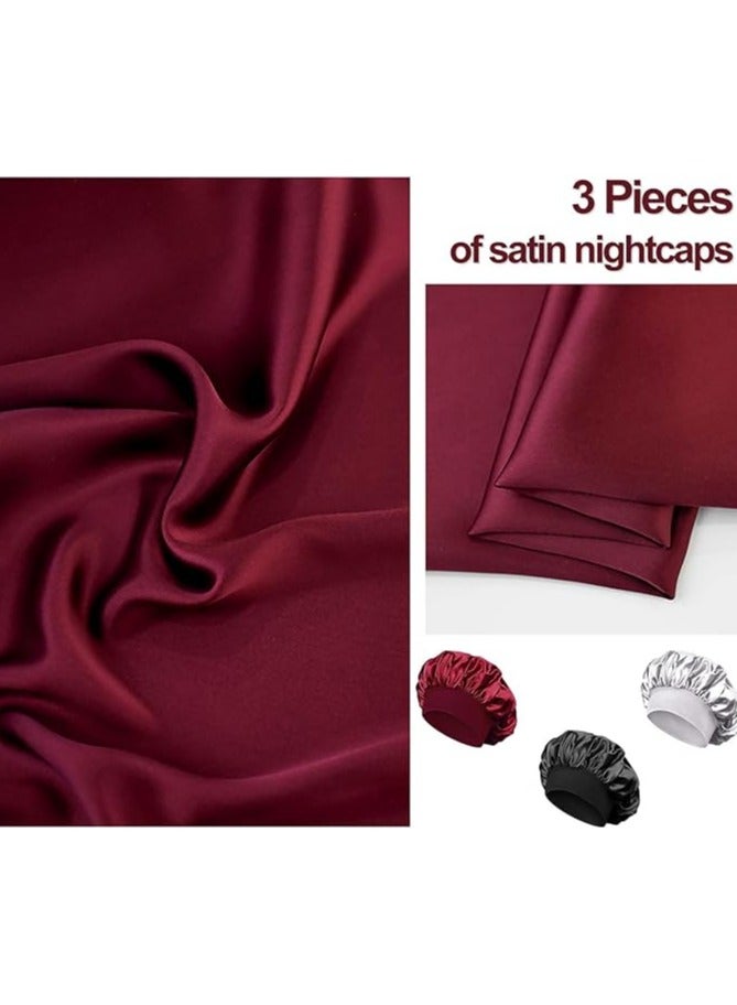 Sleep Cap, Satin Hair Bonnet, Hair Bonnet for Sleeping, Wide Band Silk Sleep Bonnet, Reusable Elastic Sleep Hat, Night Sleep Cap Silk Bonnet for Women Girls  - Image 3
