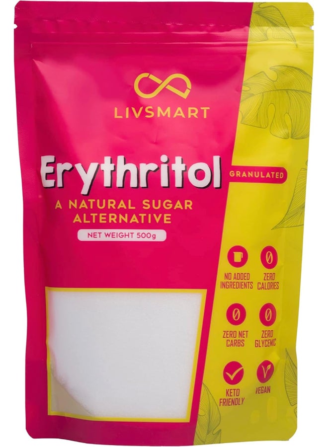 Livsmart Erythritol Sweetener, Zero Calorie Sugar Replacement, Keto Friendly (500g) - Image 1
