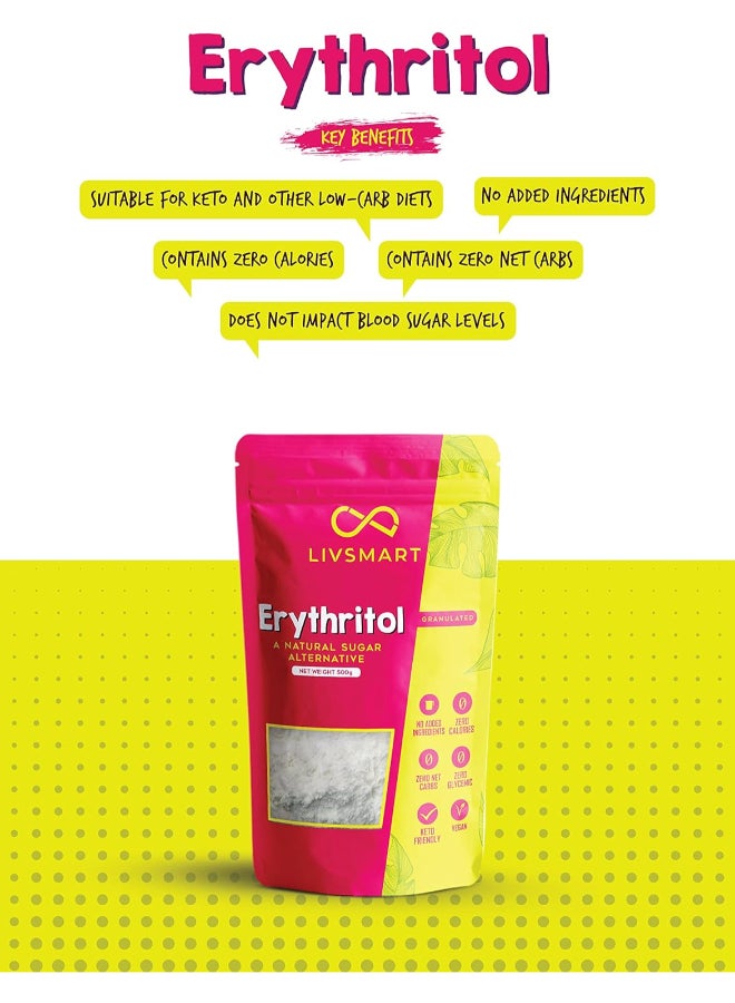 Livsmart Erythritol Sweetener, Zero Calorie Sugar Replacement, Keto Friendly (500g) - Image 3
