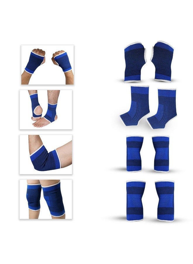 PUTHAK مجموعة PUTHAK من قفازات النخيل + دعم الركبة + دعم الكوع + دعم الكاحل | 4 في 1 حزمة | بوليستر - Image 1