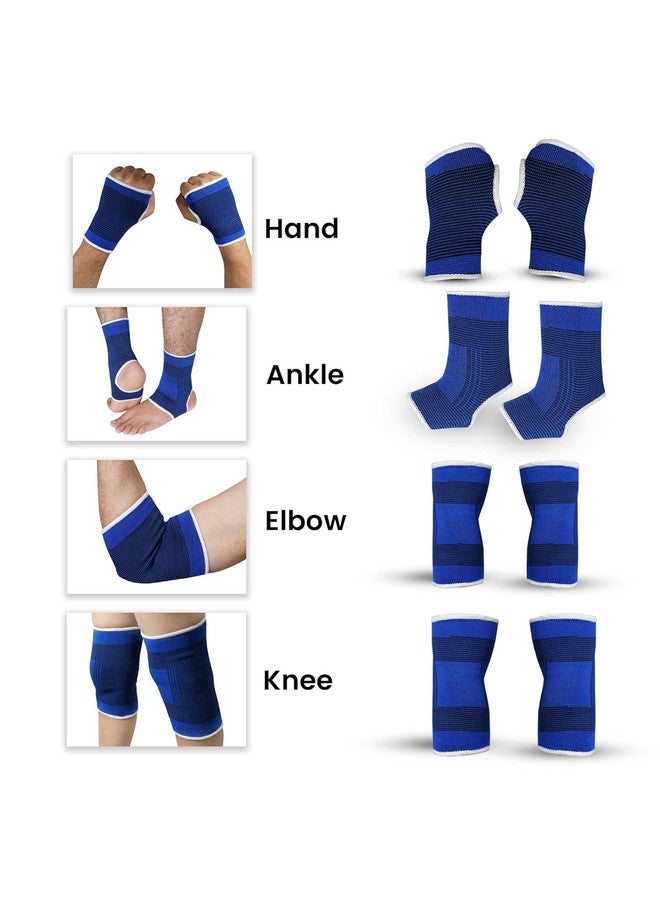 PUTHAK مجموعة PUTHAK من قفازات النخيل + دعم الركبة + دعم الكوع + دعم الكاحل | 4 في 1 حزمة | بوليستر - Image 3