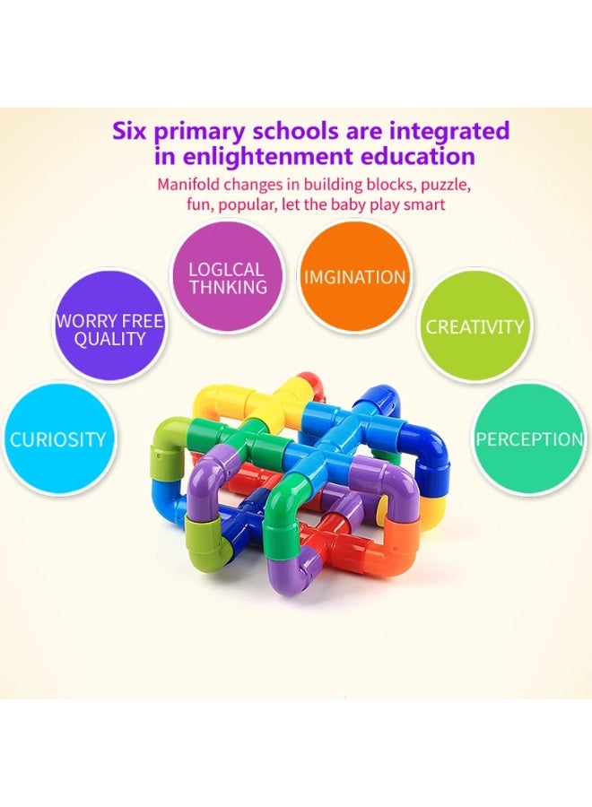 F.A.M.S Kids Pipe Building Blocks Set – 100 PCS Educational Construction Tubes Toy for Creative Building, STEM Learning & Fine Motor Skills Development – Colorful Connect Tubes for Boys & Girls - Image 4