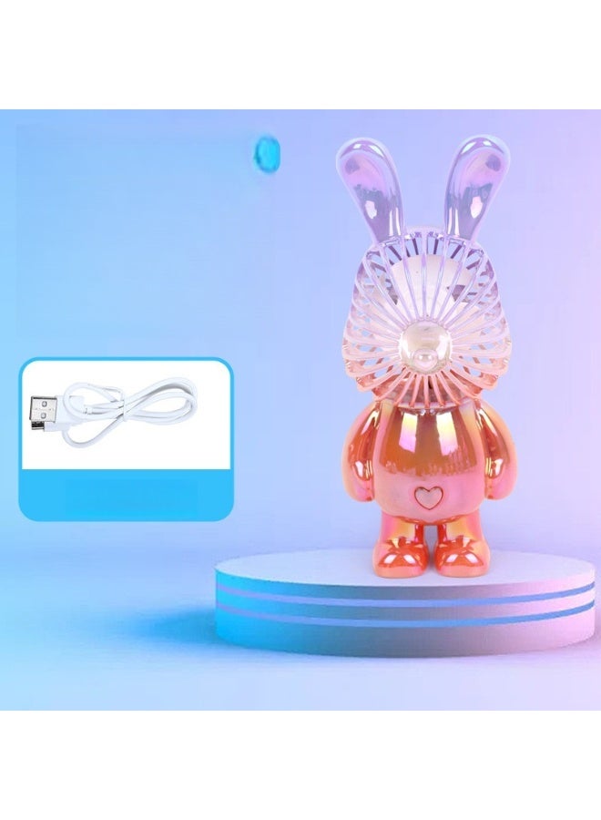 Nariele New Handheld USB Mini Fan Portable Desktop Plated Rabbit Candy Fan Student Outdoor Gift