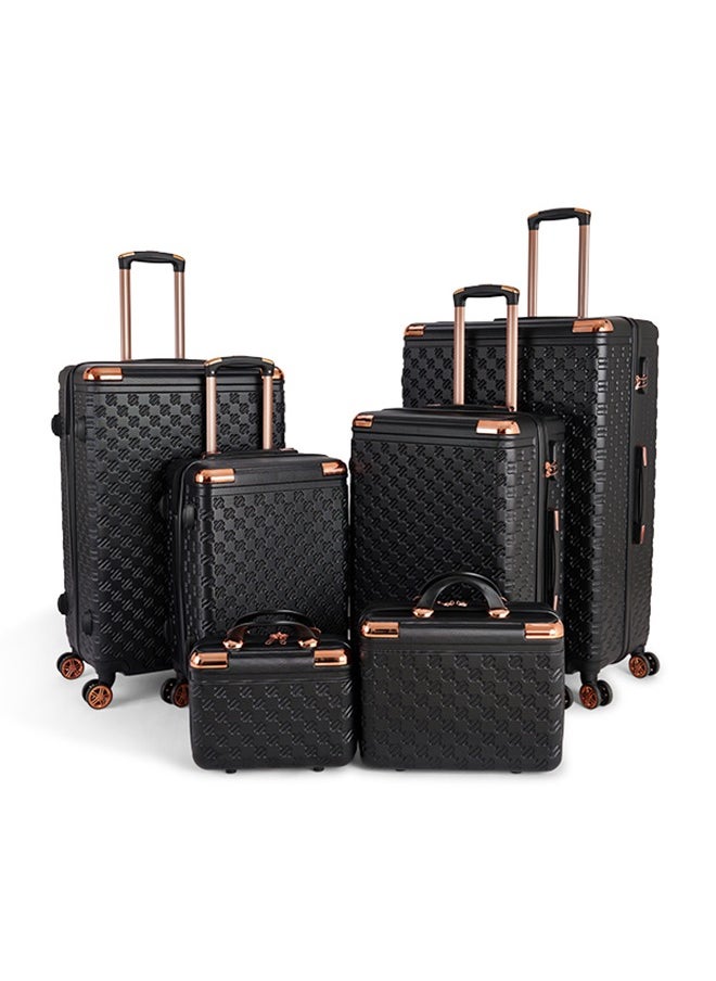 طقم شنط سفر مكون من 6 حقائب أمتعة لون أسود بمقاس 32"/28"/24"/20"/15"/12 انش